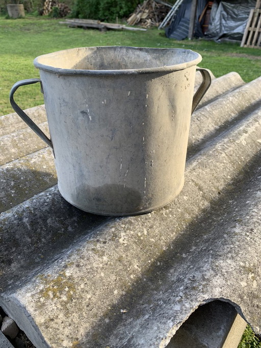 Vintage Galvanized Zinc Planter, 1950s