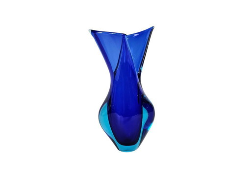 Murano – Flavio Poli – Vase „Knospe“ – Aquamarin und Kobaltblau – Italien – 1960er Jahre