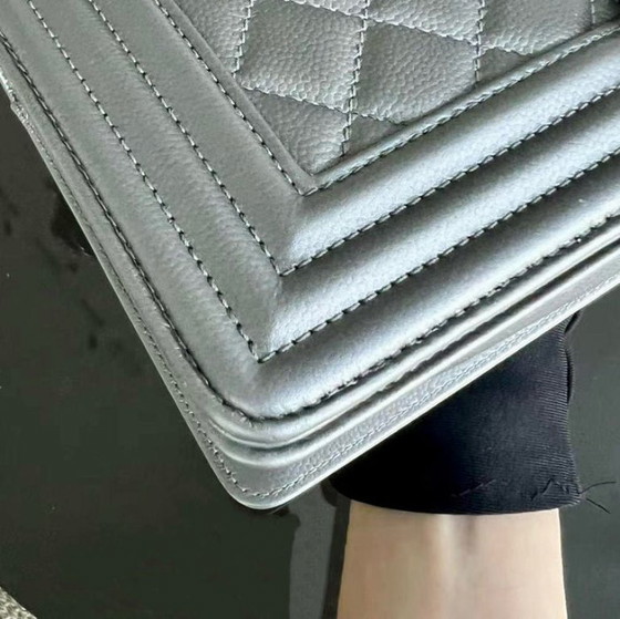 Image 1 of Chanel Boy Medium - Caviar 25CM Quilted Iridescent Silver Hardware Sereis 24