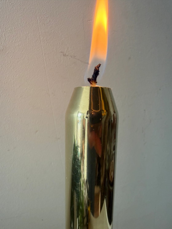 Messing-Feder-Kerzenhalter – Brass, Vintage (photo 3 of 4)
