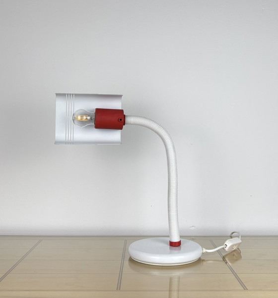 Image 1 of Lampe vintage, années 1970, Targetti Sankey, Italie années 70, Lampe col de cygne réglable blanche, Space Age, Mid Century, Pop 