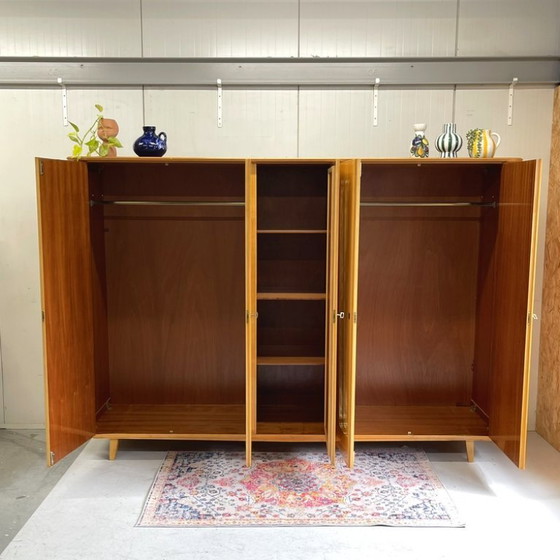 Image 1 of Large mid-century vintage 5-door wardrobe, sixties linen cupboard, demountable