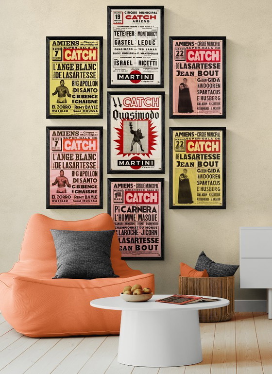 Image 1 of Affiche originale de catch français – vers 1960 – 56,00 × 37,50 cm – Sérigraphie originale
