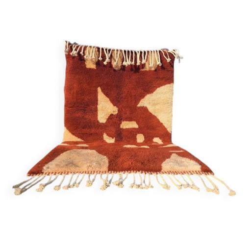 Terracotta en ecru Marokkaans Mrirt vloerkleed 300x200 cm – abstract patroon