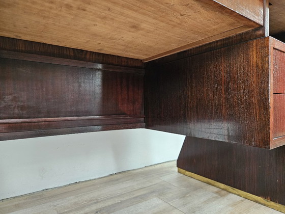 Image 1 of Art Decò bureau in exotisch hout, glas en messing