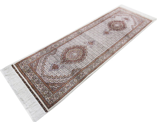 Original hand-knotted Persian carpet Tabriz 40 Raj Fine 247 X 80 Cm Top condition with silk