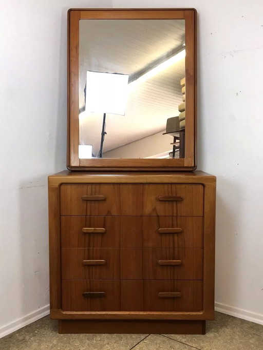 60s 70s teak sideboard chest of drawers & mirror Danish Design Denmark 60s 70s