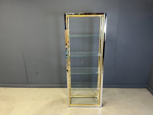 Estantería de latón y cromo de Renato Zevi, años 70