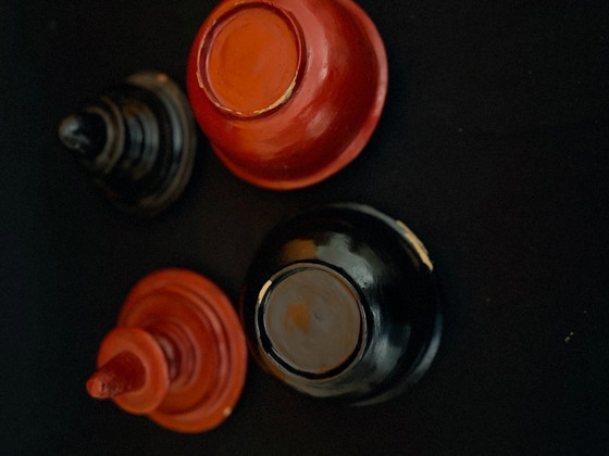 Two Burmese Alms Bowls, Burmese Lacquerware, Decorative Objects, Bamboo, Black, Aziatisch (photo 13 of 13)