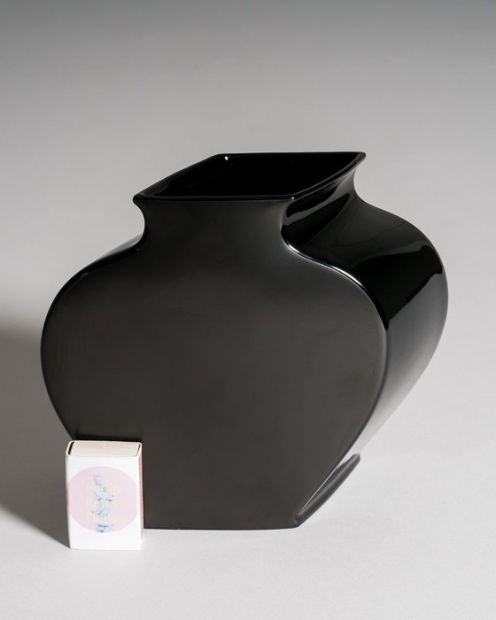 Image 1 of Tadao Amano for Rosenthal Studio-Line “Sakura” Vase Pair in Porcelaine Noire — Matte & Glossy Black, 1980s Germany / Japan