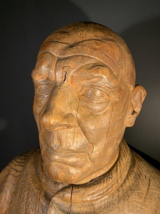 Frans Claessens, Levensgrote Buste van Pablo Picasso, Gesneden Hout, Jaren 30 – Beeldhouwkunst, Wood (photo 10 of 14)