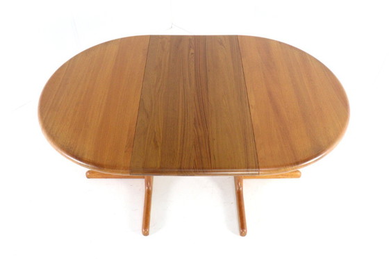 Image 1 of Danish round 1x extendable dining table teak solid