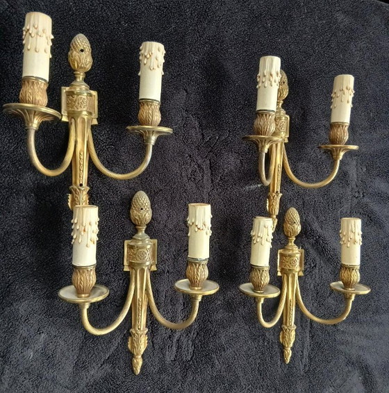 Image 1 of Lote de apliques de pared de bronce Luis XVI