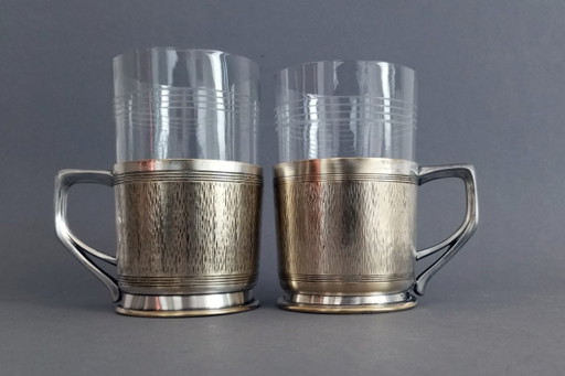 A Pair of Art Nouveau Glass Holders by Argentor, From the Jutta Sika/Koloman Moser School in Vienna, Ca. 1905