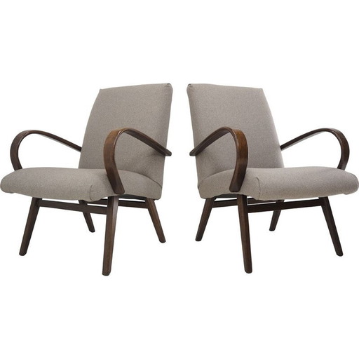 Coppia di poltrone vintage in faggio di TonThonet, Cecoslovacchia, 1960