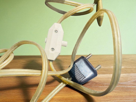 Image 1 of Mid Century Moderne ruimtevaart messing driepoot tafellamp