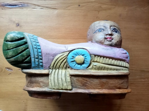 Bouddha couché en bois – beeldhouwkunst, Wood