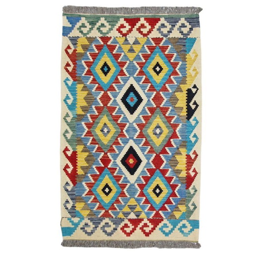 Handgeweven Afghaans Kilim-tapijt – Traditioneel platgeweven wollen tapijt (159 x 104 cm) – vloerkleden en tapijten, Wool