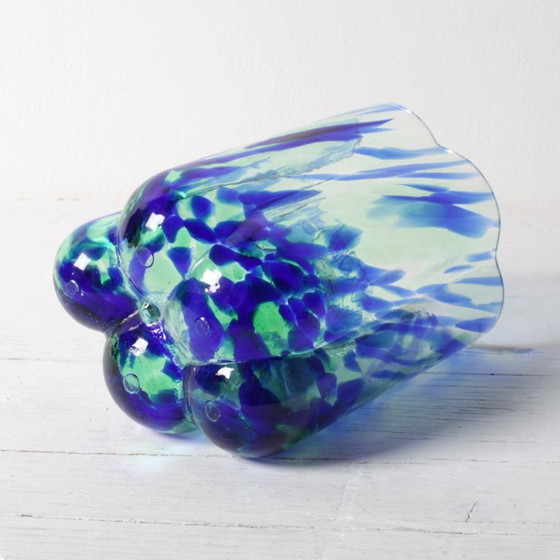 Vaso in Vetro Scandinavo Vintage Pauline Cloud / Blu e Verde / Rune Strand per Sea Glasbruk / Svezia / Anni (photo 5 of 12)