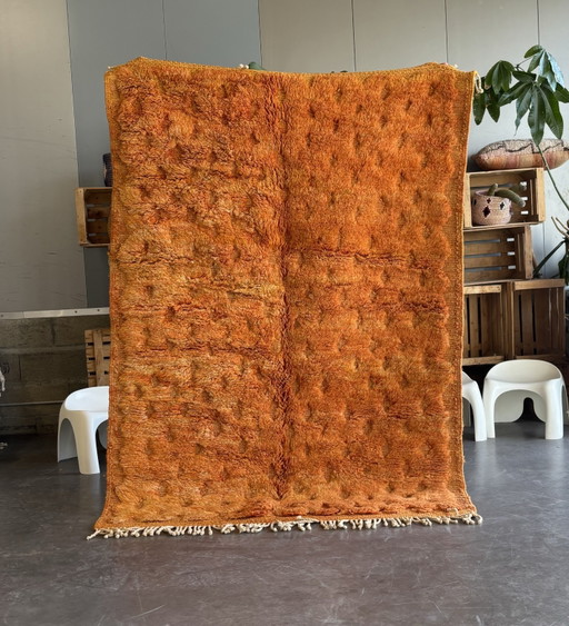 Oranje Marokkaanse Berber Wol Vloerkleed