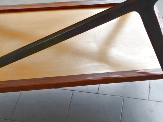 Image 1 of Vintage 1950s Rolling Bar Cart, Mahogany & Varnished Wood, 50s Rockabilly