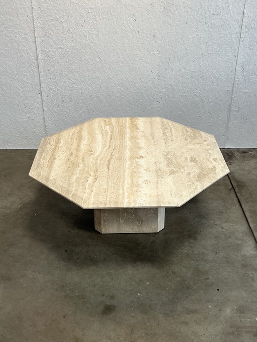 Vintage Octagonal Travertine Coffee Table, 1970's
