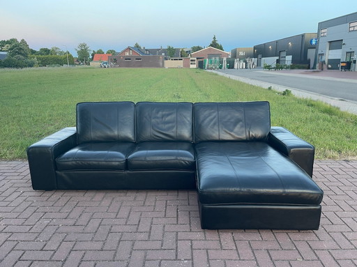  Beautiful Black Genuine Leather Corner Sofa