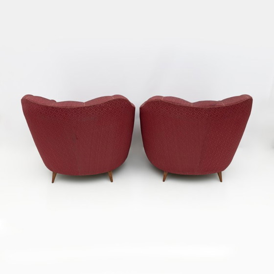 Image 1 of Paire de fauteuils en velours de style moderne du milieu du siècle, signés Gio Ponti, pour Casa e Giardino, années 1950