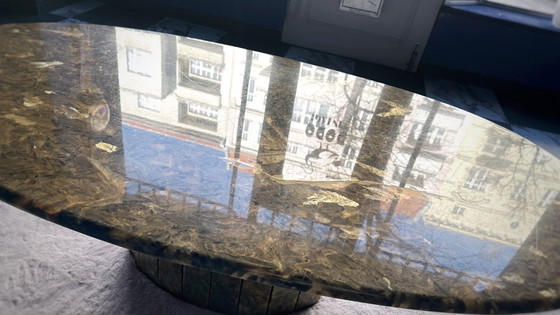 Image 1 of Vintage Coffee Table Alabaster Marble 80s Italy Onyx Table Couch jean charles