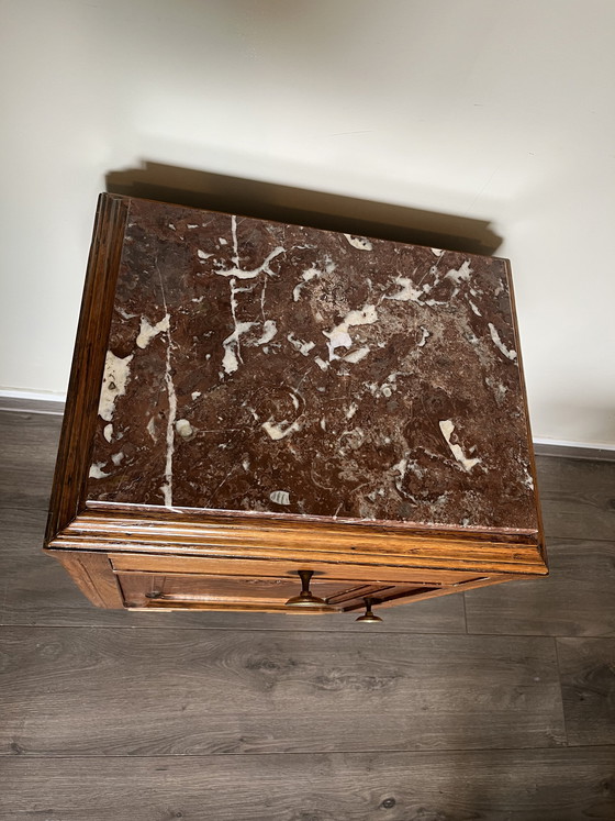Image 1 of Vintage bedside table with marble top