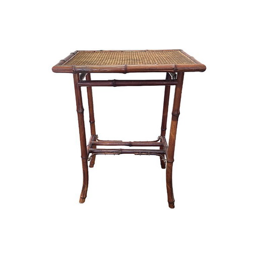Antique bamboo table with braided top, late 19th century