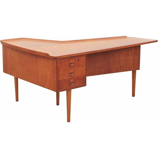 Vintage Bumerang Schreibtisch Skandinavisch Teakholz
