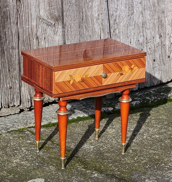 Image 1 of VALENTINES OFFER - French Mid Century Nightstand-French Vintage Bedside Table-High Gloss Finish-60s