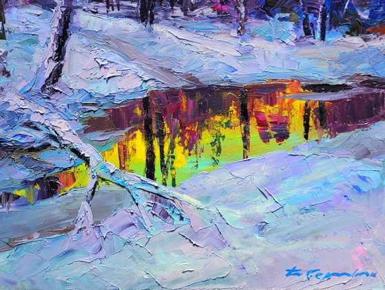 Image 1 of Forest Lake In The Winter Forest