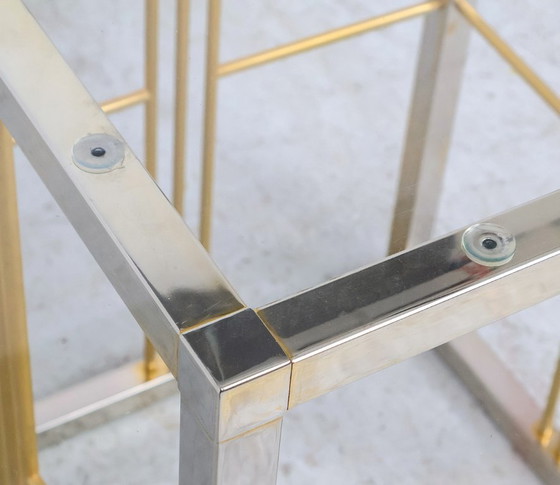 Image 1 of Vintage brass and glass dining table, 1970s