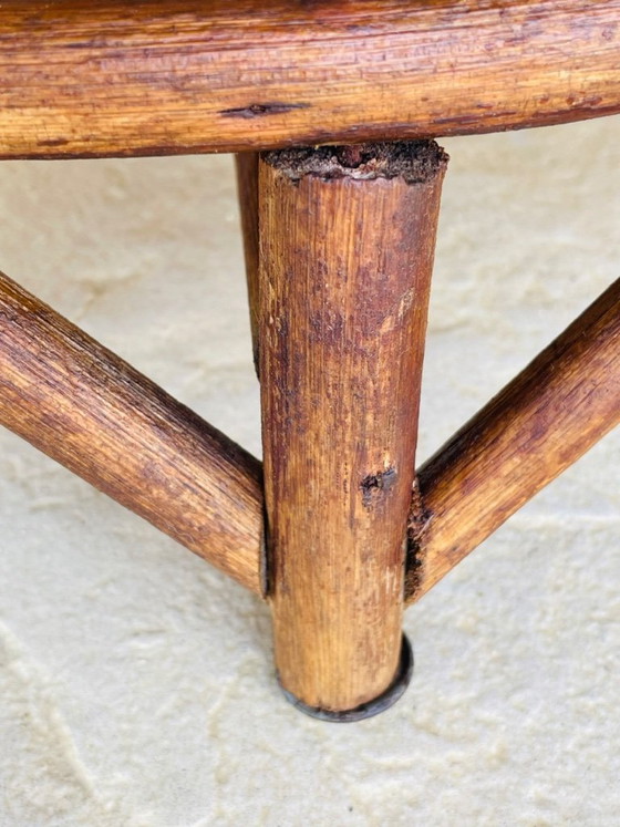 Image 1 of Mid-Century Bamboo & Rattan 3-Tier Corner Shelf, 1960s