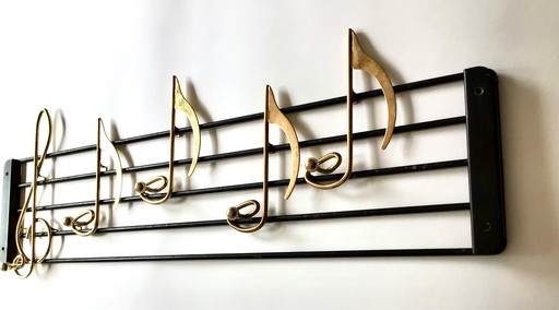 Vintage wall coat rack scale, stave