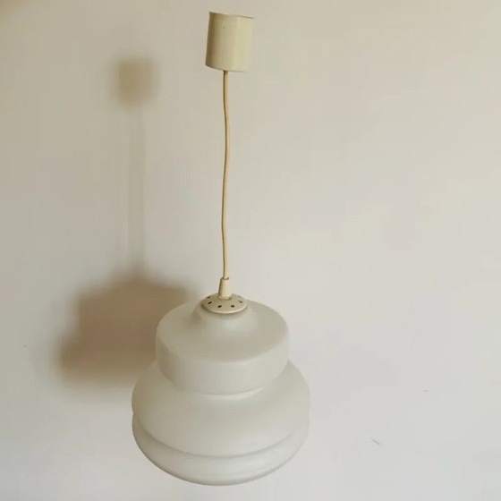 Vintage white opaline Pendant lamp, Scandinavian Design, Glass (photo 4 of 11)