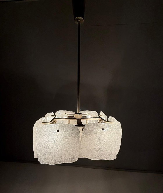 Image 1 of Lampe en verre glacé/plafonnier de J.T. Kalmar pour Kalmar Franken, modèle : Bernstein, Autriche, années 1960