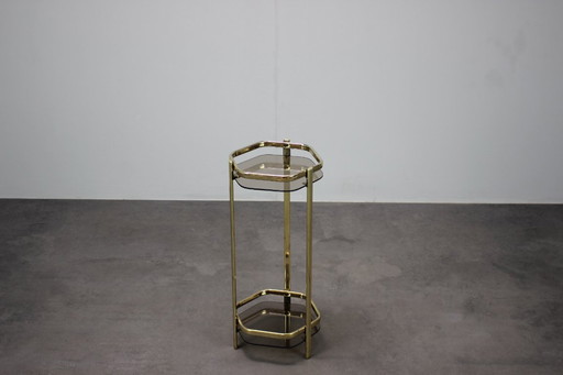 Table à thé en laiton et verre fumé, Mid Century, 1970, Allemagne