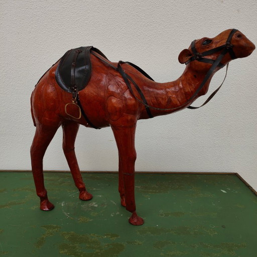 Vintage handmade leather Drommedaris statue