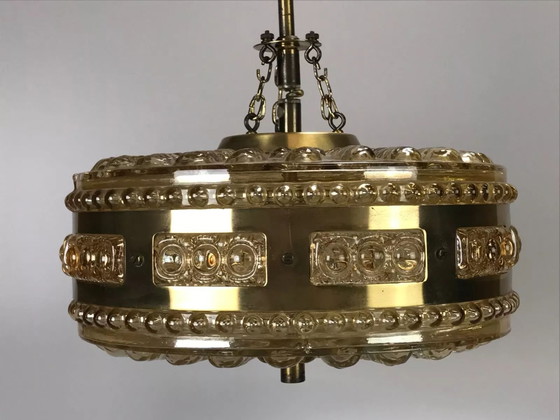 Image 1 of 60s 70s hanglamp bollamp bubble messing glas space age design