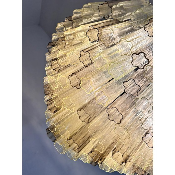 Image 1 of Luxe, extra grote kroonluchter van champagne- en fumé-muranoglas met Tronchi-design.