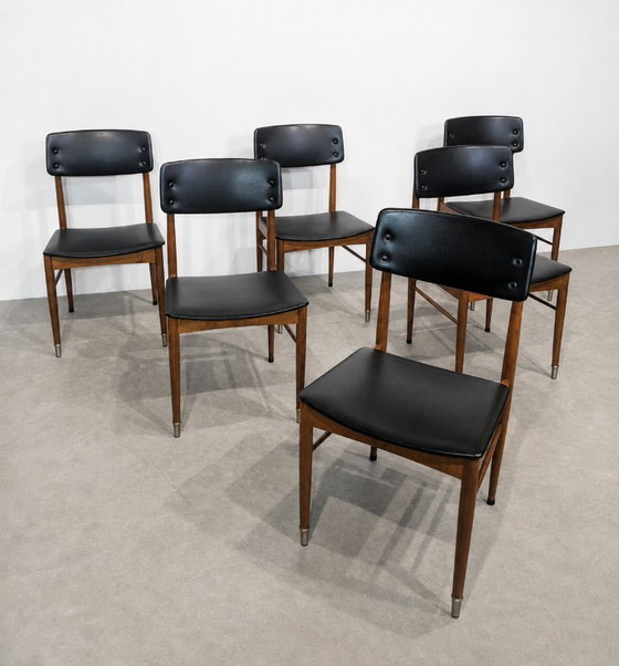 Set di sei sedie da pranzo scandinave di metà secolo, anni '60 – Skai, Wood, Vintage (photo 4 of 9)