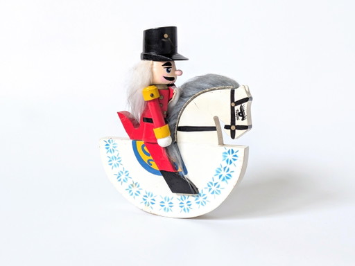 Horse Riding Nutcracker | Vintage Wooden Figurine | Germany, 1970'S