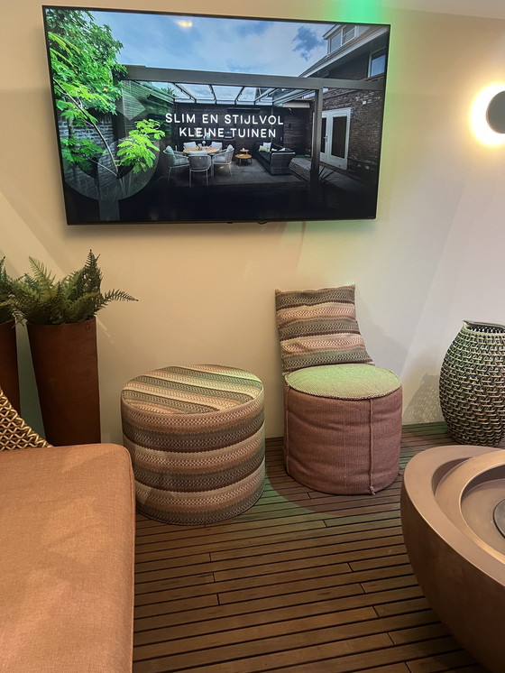 Image 1 of For Sale Dedon Sofa Pink with Teak Frame