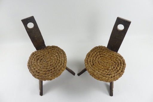Audoux-Minet circa 1950, Pair of fireside chairs.