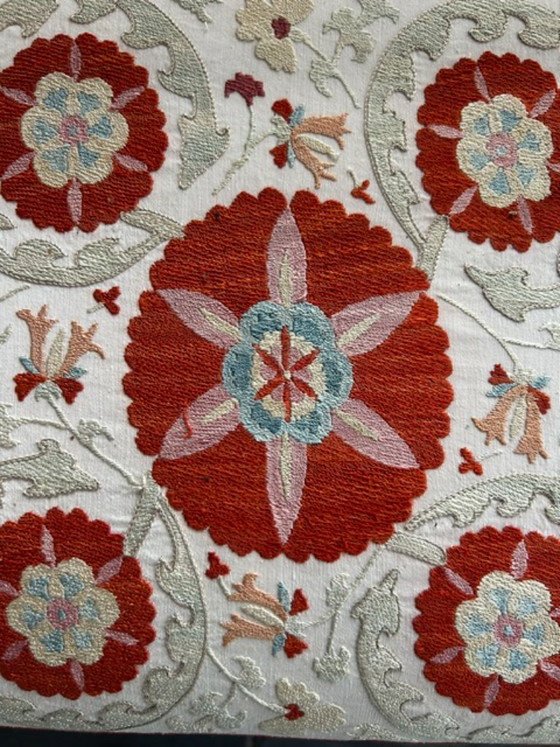 Unique Coffee Table with Authentic Uzbek Suzani Upholstery – Wood (photo 4 of 5)