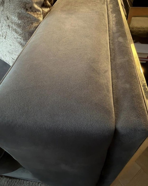 Image 1 of Luxe velvet hoekbank antraciet met gouden details