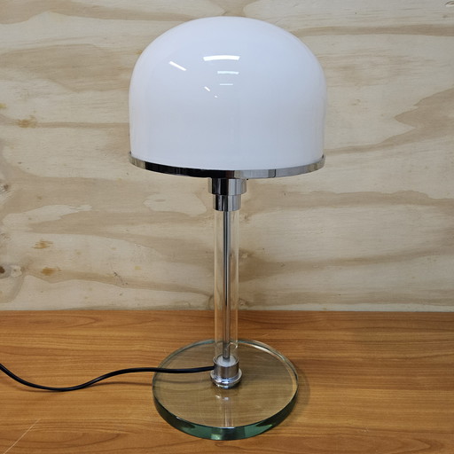 Vintage Chrome Bauhaus Wilhelm Wagenfeld Table Lamp WG24 Opaline glass (70s) design lamp
